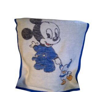 Biederlack blanket 34x28 baby Mickey Mouse Donald Duck USA 1984